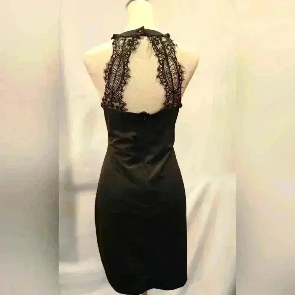 783. Lyrur black sleeveless mini with lace dress size 8 - Picture 2 of 7